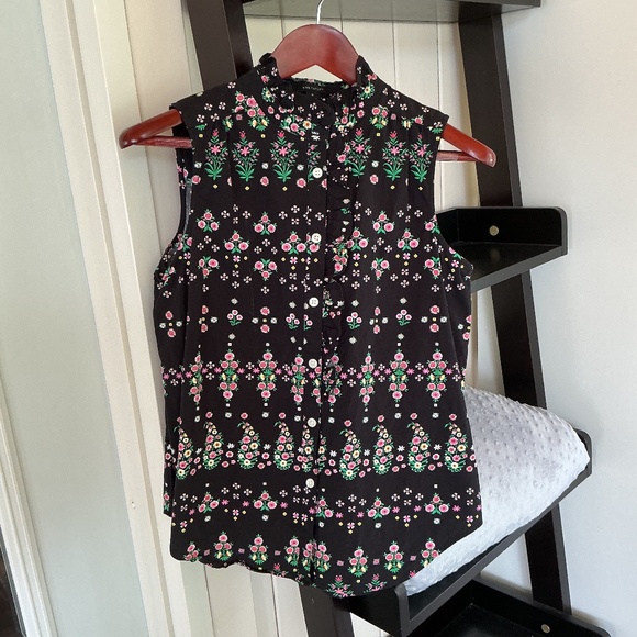 NWOT Ann Taylor Print High Neck Cotton Blouse - M - Picture 1 of 7